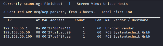 netdiscover output