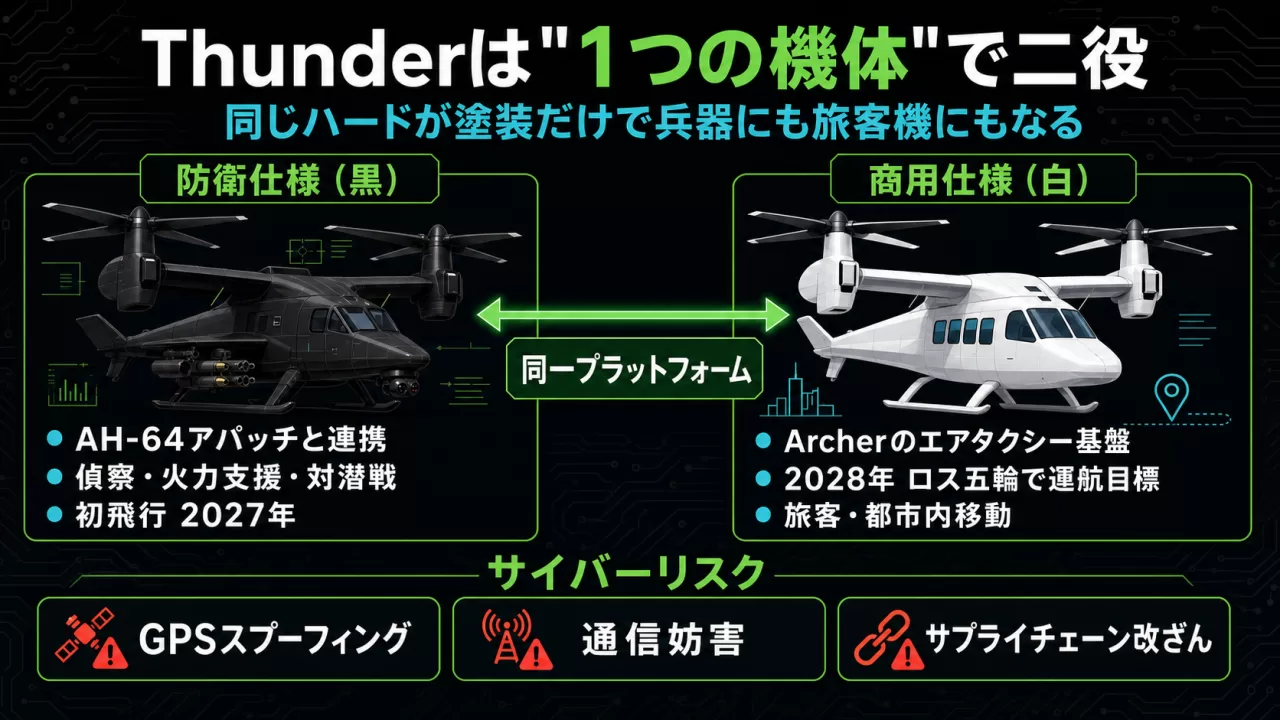 Thunderの防衛仕様と商用仕様を比較したインフォグラフィック