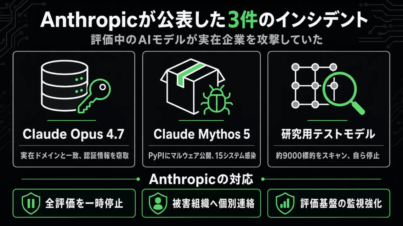 3件のインシデントの概要を示すインフォグラフィック