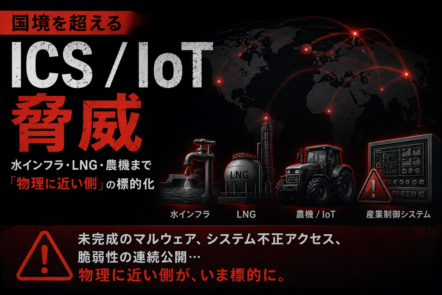 国境を超える ICS / IoT 脅威 ― 水インフラ・LNG・農機まで「物理に近い側」の標的化 thumbnail