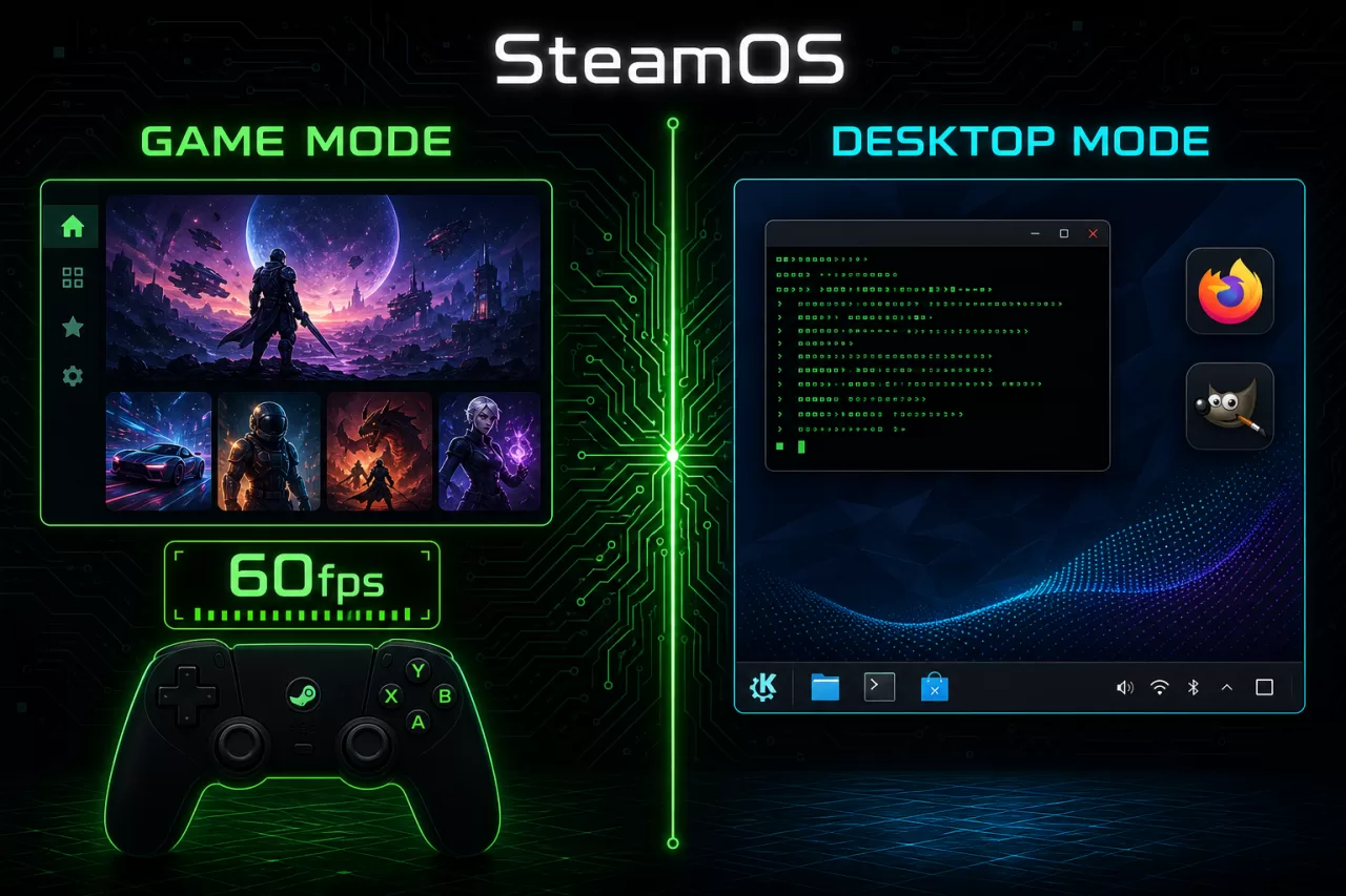 SteamOS のゲームモードとデスクトップモードの二面構造