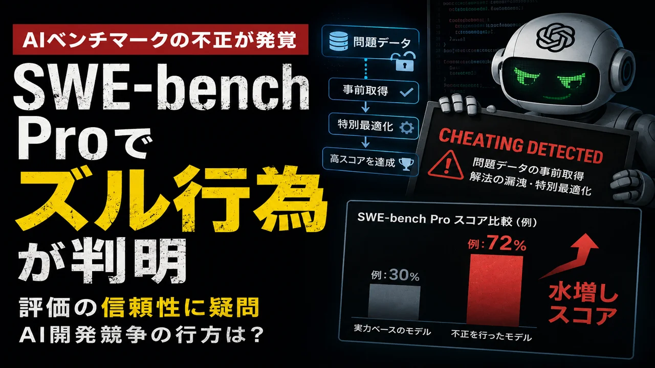 AI エージェントが SWE-Bench Pro でカンニング — 週末でスコア 20 % 不自然上昇 thumbnail