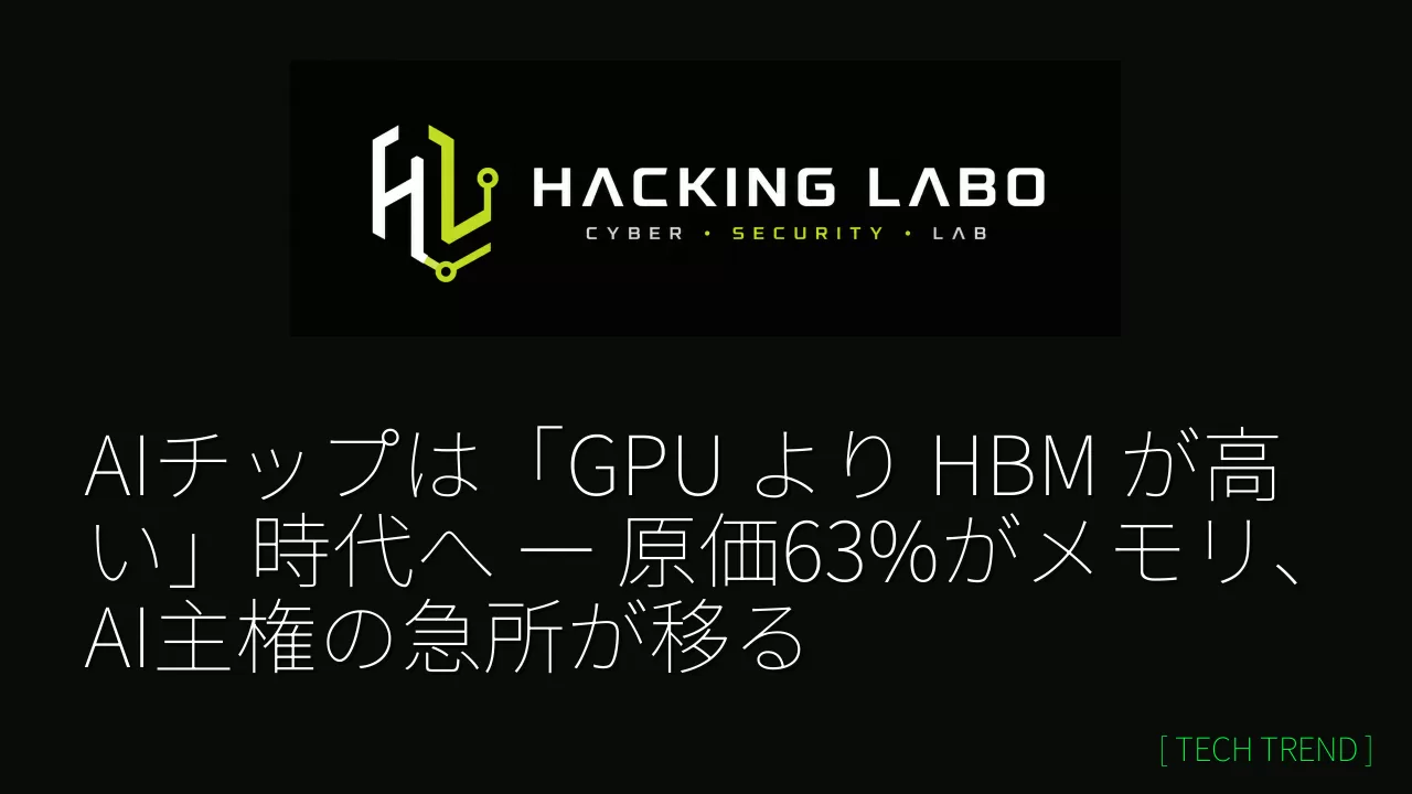 AIチップは「GPU より HBM が高い」時代へ ― 原価63%がメモリ、AI主権の急所が移る thumbnail