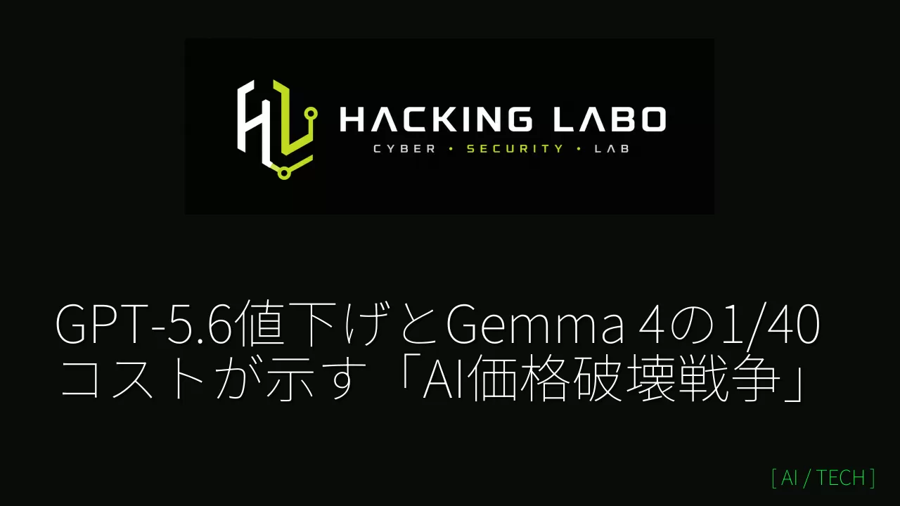GPT-5.6値下げとGemma 4の1/40コストが示す「AI価格破壊戦争」 thumbnail
