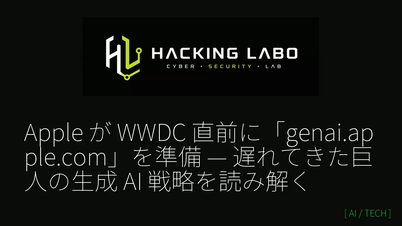 Apple が WWDC 直前に「genai.apple.com」を準備 — 遅れてきた巨人の生成 AI 戦略を読み解く thumbnail