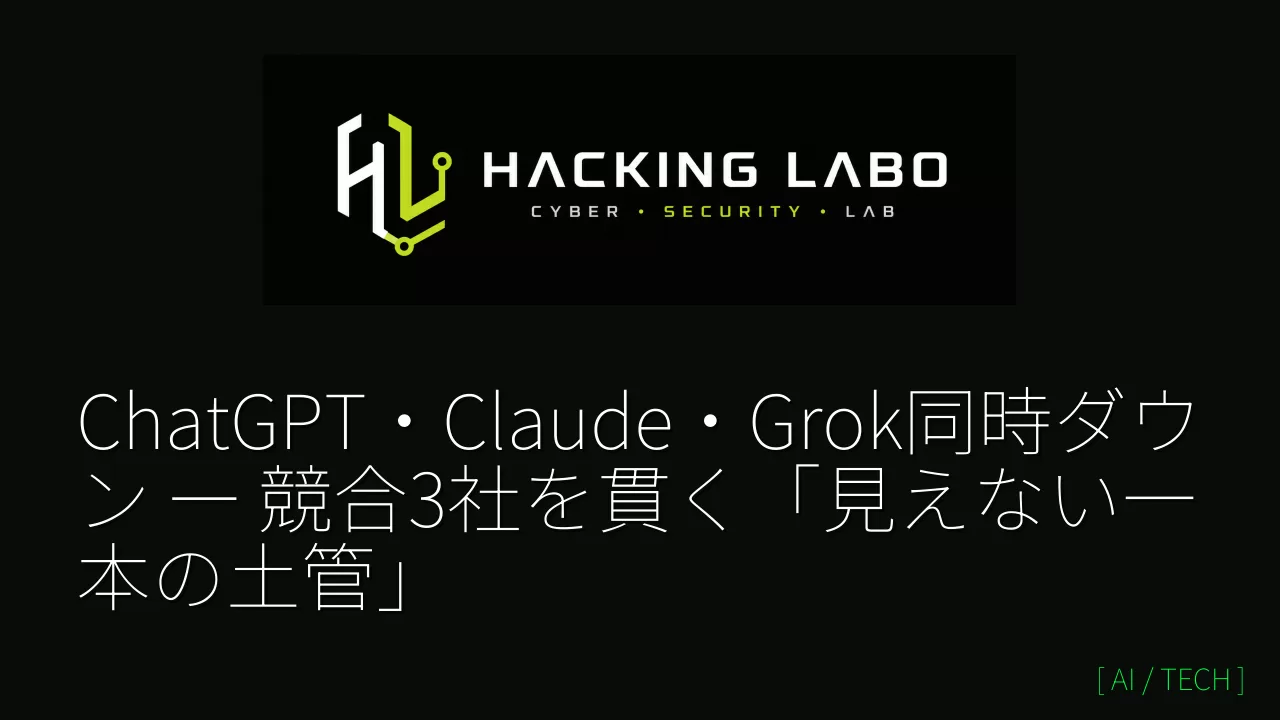 ChatGPT・Claude・Grok同時ダウン ― 競合3社を貫く「見えない一本の土管」 thumbnail