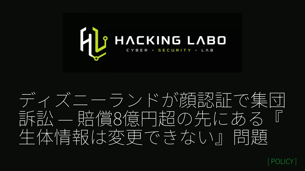 ディズニーランドが顔認証で集団訴訟 — 賠償8億円超の先にある『生体情報は変更できない』問題 thumbnail
