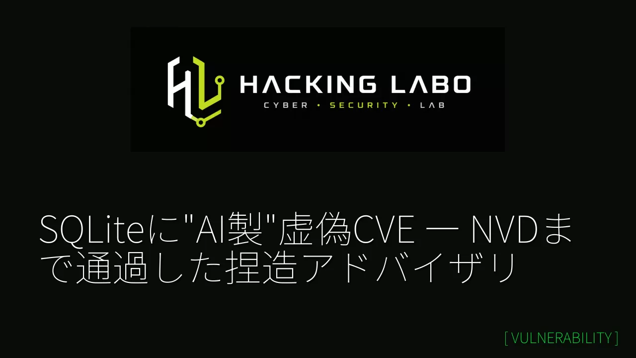 SQLiteに"AI製"虚偽CVE ― NVDまで通過した捏造アドバイザリ thumbnail