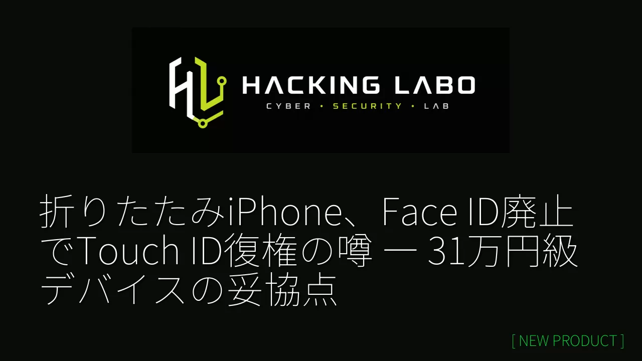 折りたたみiPhone、Face ID廃止でTouch ID復権の噂 ― 31万円級デバイスの妥協点 thumbnail