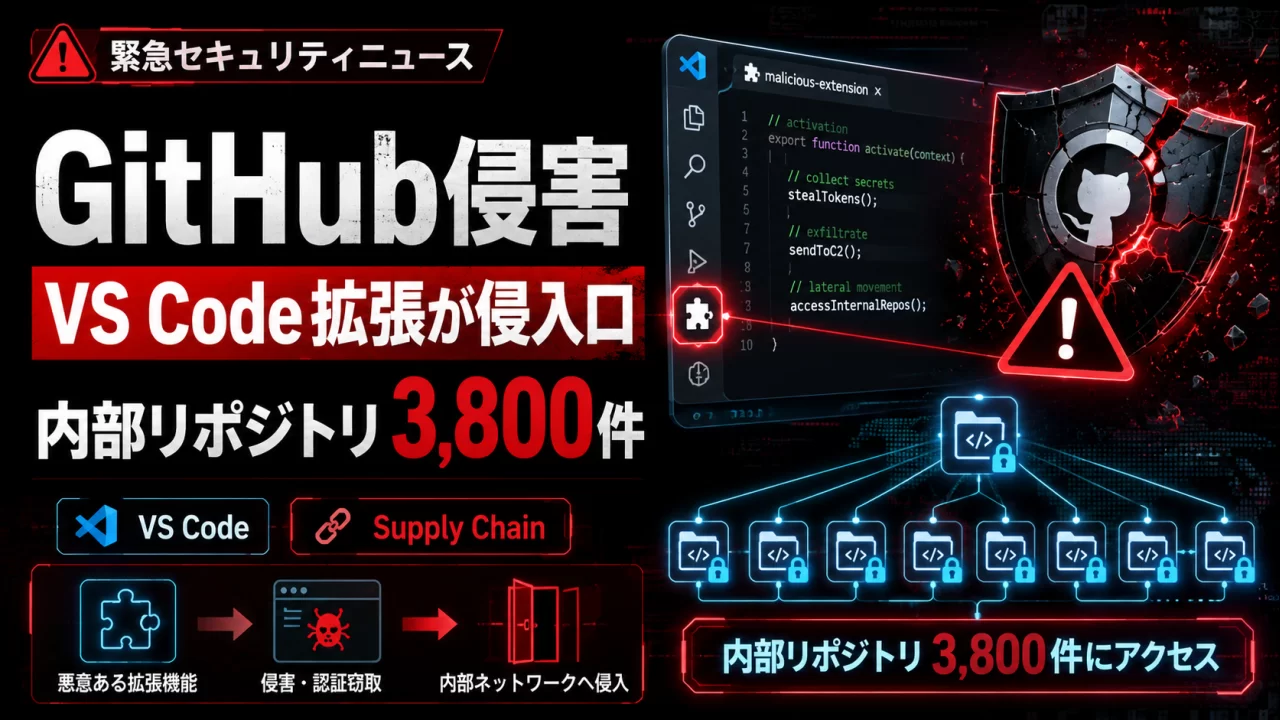 GitHub自身が侵害 — 改ざんVS Code拡張から内部リポジトリ3,800件流出 thumbnail