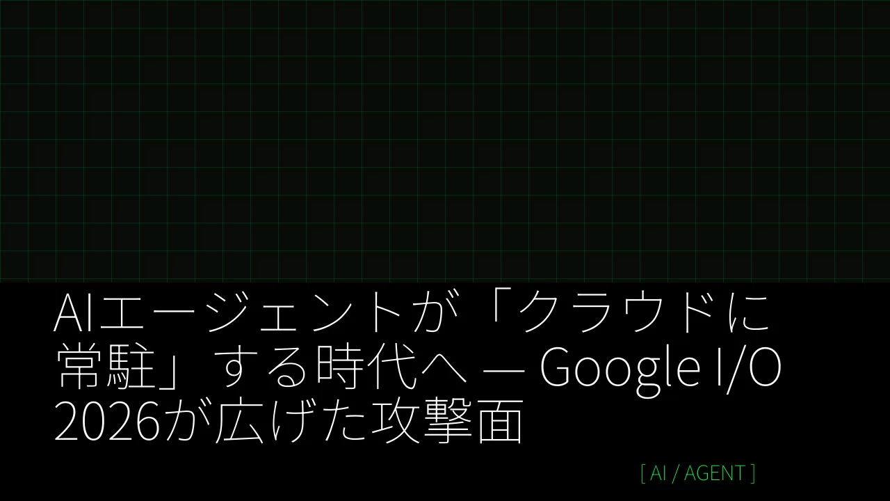 AIエージェントが「クラウドに常駐」する時代へ — Google I/O 2026が広げた攻撃面 thumbnail