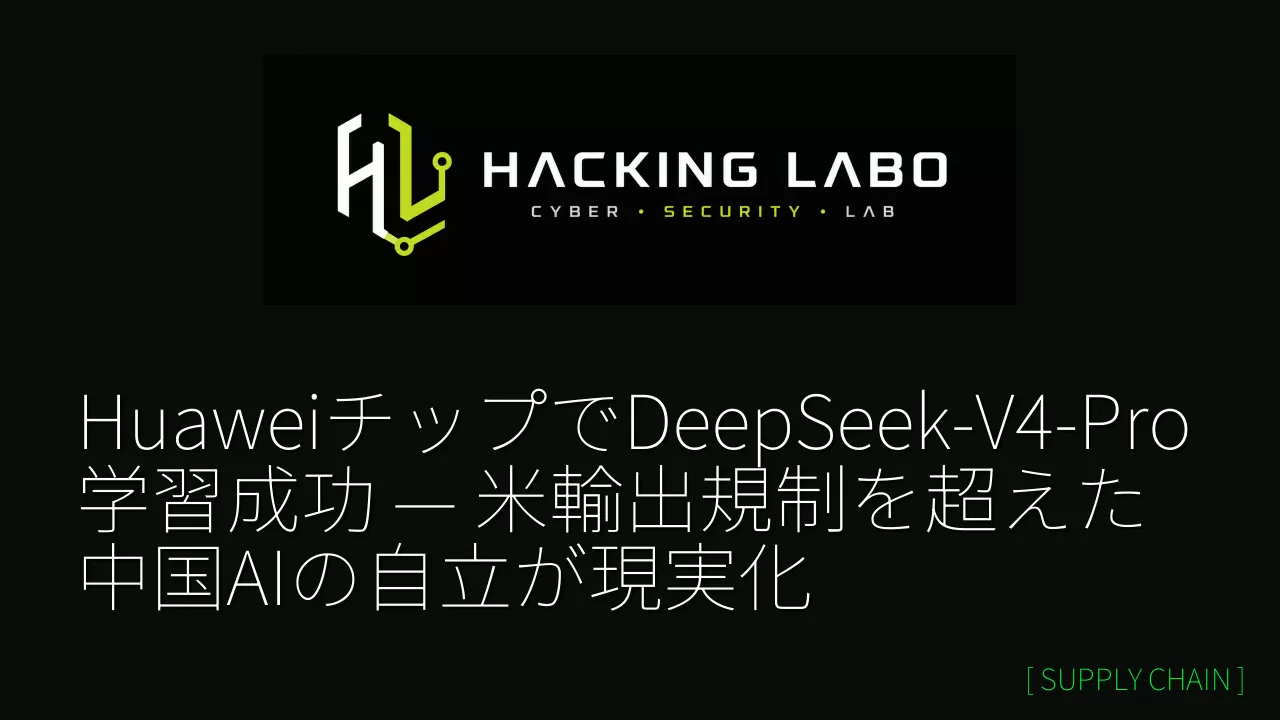 HuaweiチップでDeepSeek-V4-Pro学習成功 — 米輸出規制を超えた中国AIの自立が現実化 thumbnail
