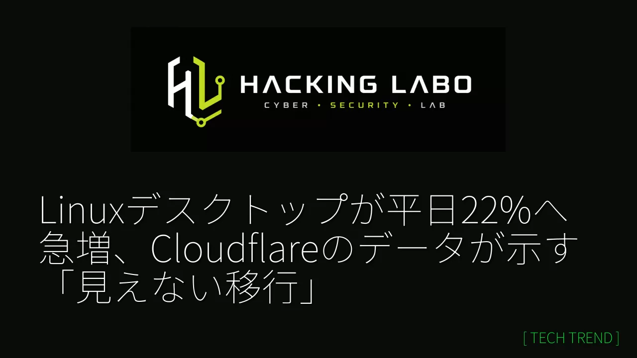 Linuxデスクトップが平日22%へ急増、Cloudflareのデータが示す「見えない移行」 thumbnail