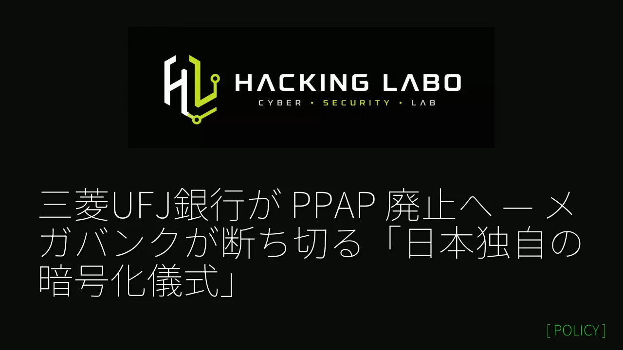 三菱UFJ銀行が PPAP 廃止へ — メガバンクが断ち切る「日本独自の暗号化儀式」 thumbnail