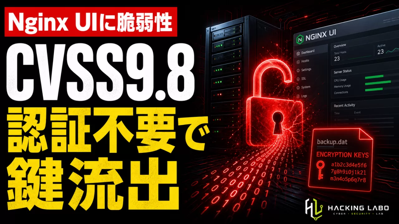 Nginx UI に認証不要のバックアップ流出脆弱性 CVSS9.8、暗号鍵ごと丸見えに thumbnail
