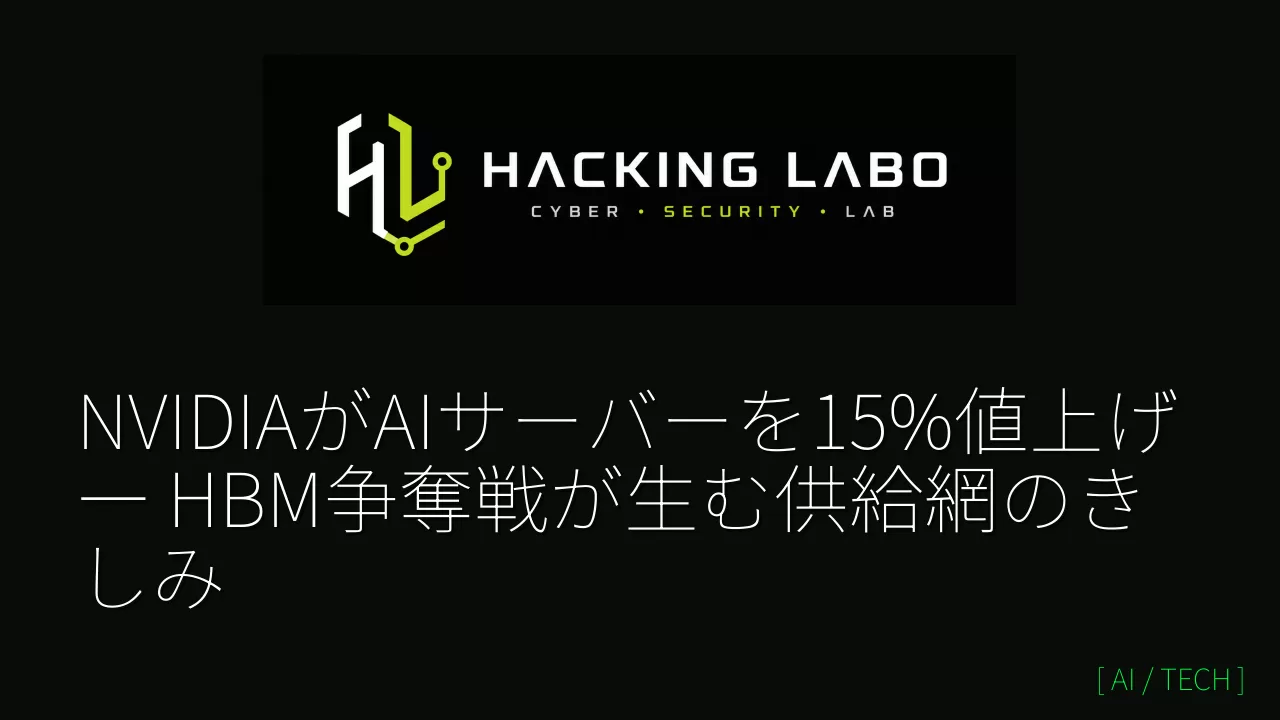 NVIDIAがAIサーバーを15%値上げ ― HBM争奪戦が生む供給網のきしみ thumbnail