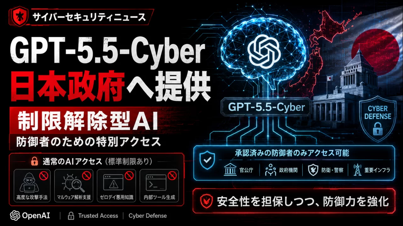 OpenAI「GPT-5.5-Cyber」を日本政府へ — 配るのは能力ではなく「制限解除」 thumbnail