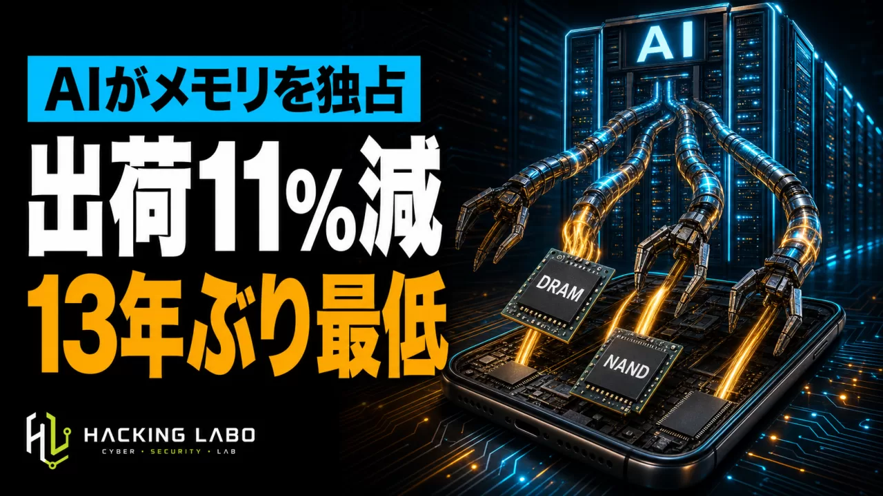 AIがメモリを飲み込む — スマホ出荷11%減、2013年以来の最低水準に thumbnail